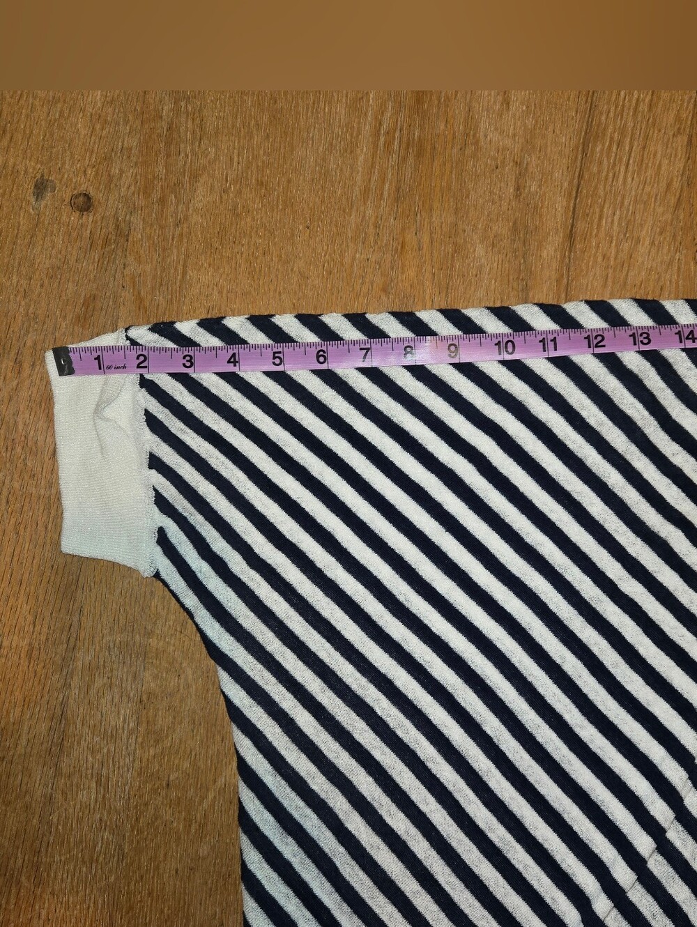 Chico's Navy and White Stripe V-Neck Linen Blend Top - Picture 7 of 9